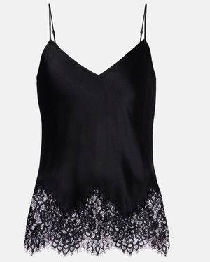 Nili Lotan Nadine Lace-Trimmed Silk Camisole - Black