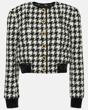 Balmain Houndstooth Tweed Jacket - Black