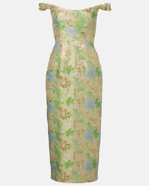 Markarian Vestido Midi De Brocado Floral - Verde