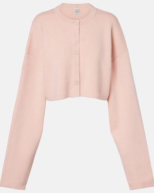 TOTEME Cropped Wool-Blend Cardigan - Pink