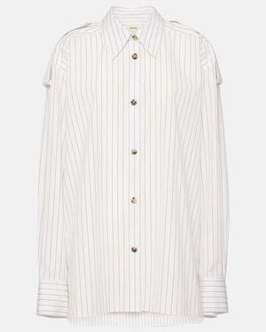 KHAITE Tamal Pinstriped Oversized Cotton Shirt - White