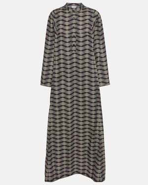 Dries Van Noten Printed Cotton Poplin Maxi Dress - Gray