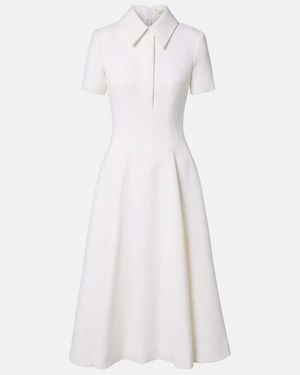 Emilia Wickstead Robe Midi Jody En Laine - Blanc