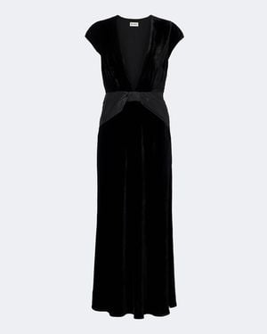 RIXO London Robe Midi Arlette En Velours - Noir