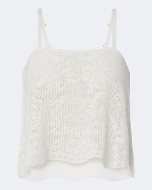 Chloé Pointelle Cotton Top - White