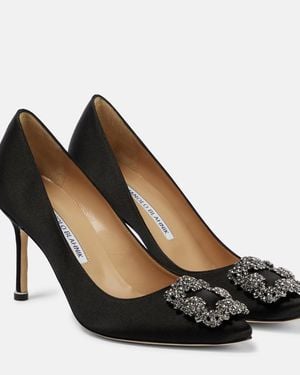 Manolo Blahnik Hangisi 70 Satin Pump - Black