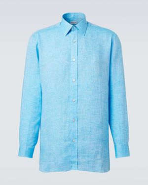 Charvet Hemd Aus Leinen - Blau