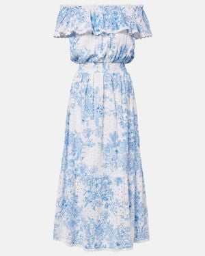 Melissa Odabash Larna Printed Cotton Midi Dress - Blue