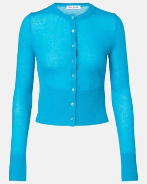 Alaïa Cardigan Aus Einem Mohairgemisch - Blau