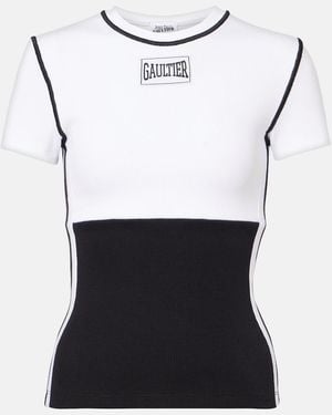 Jean Paul Gaultier Logo Cotton-Blend Jersey T-Shirt - White
