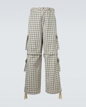 ERL Checked Cotton Cargo Pants - White