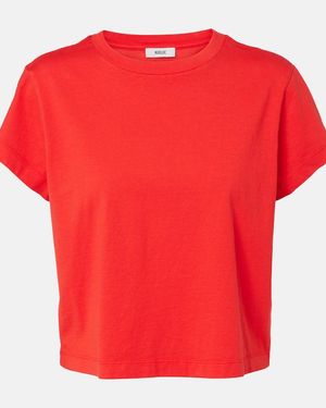 Agolde Adine Cropped Cotton Jersey T-Shirt - Red