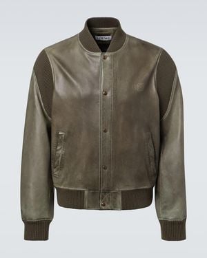 Loewe Leather Bomber Jacket - Green