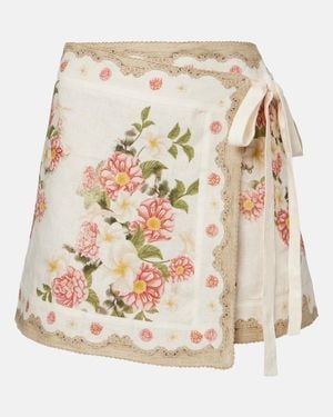 Agua Bendita Luna Floral Linen Beach Cover-Up - Metallic