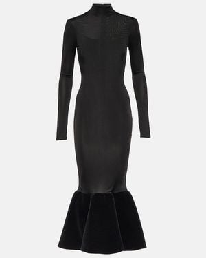 David Koma Flounced Jersey Midi Dress - Black