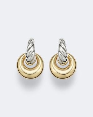 David Yurman Sculpted Cable Sterling And 14Kt Drop Earrings - Metallic