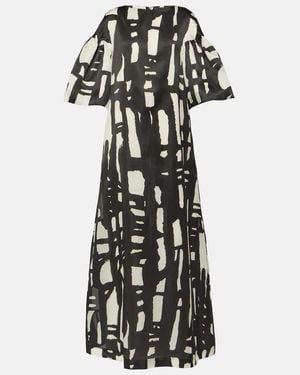 Max Mara Printed Silk Organza Gown - Black
