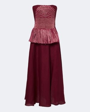 Johanna Ortiz Exploring Textures Linen Maxi Dress - Red