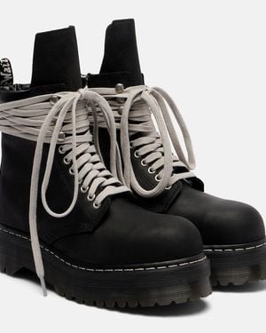 Rick Owens X Dr. Martens Drkshdw Quad Platform Leather Boots - Black