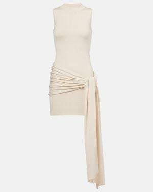 AYA MUSE Knitted Silk And Cotton Minidress - White