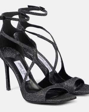 Jimmy Choo Azia 95 Glitter Sandals - Black