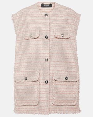 Versace Oversized Tweed Vest - Natural