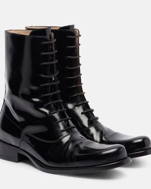 The Row Kai Leather Lace-Up Boots - Black