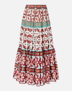 La DoubleJ Big Printed Tiered Cotton Maxi Skirt