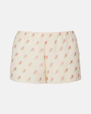 KHAITE Short Tilly En Soie A Fleurs - Neutre