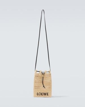 Loewe Paula's Ibiza Logo Raffia Crossbody Bag - Metallic
