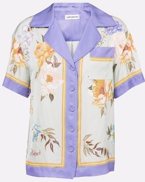 Self-Portrait Floral Twill Shirt - White
