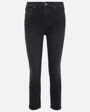 Agolde Jeans Slim Riley Cropped De Tiro Alto - Multicolor