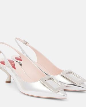Roger Vivier Virgule 55 Metallic Leather Slingback Pumps - Pink
