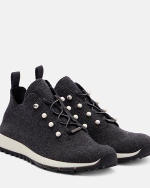Jimmy Choo Veles Embellished Cashmere Trainers - Black