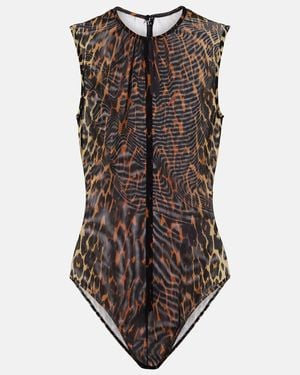 Alex Perry Body De Malla Con Estampado De Leopardo - Marrón