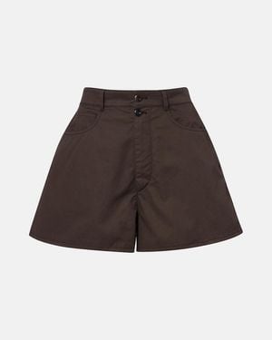 Lemaire Cotton Twill Shorts - Brown