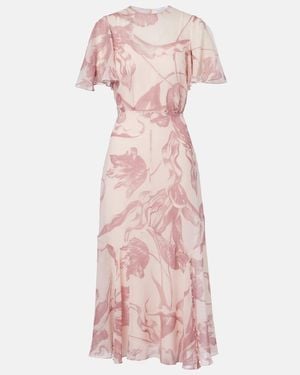 Erdem Printed Silk Midi Dress - Pink