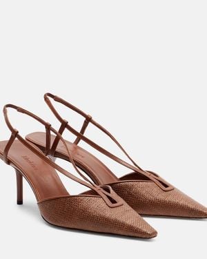 Max Mara Leather-Trimmed Slingback Court Shoes - Brown