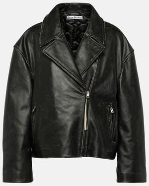 Acne Studios Leather Jacket With A 'Vintage' Effect - Black