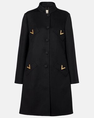 Valentino Vgold Wool And Cashmere Coat - Black