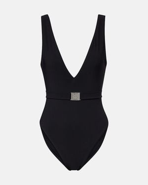 Tory Burch Double T Belted Swimsuit - Blue