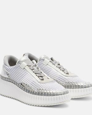 Chloé Nama Metallic-Effect Platform Trainers - White