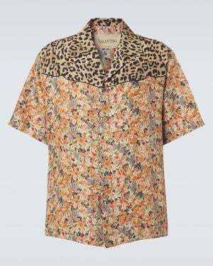 Valentino Printed Silk Bowling Shirt - Natural