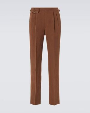 dunhill Linen Tapered Trousers - Brown