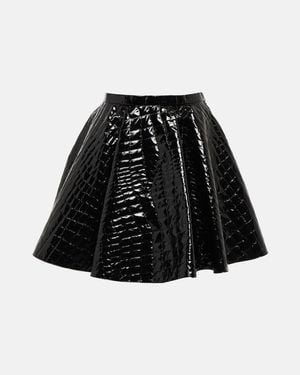 Alaïa Alaia Pleated Croc-effect Miniskirt - Black