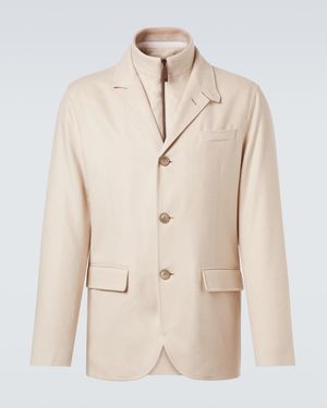 Herno Layered Silk And Cashmere Blazer - Natural