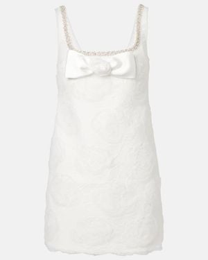 Self-Portrait Embellished Floral Tulle Minidress - White