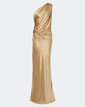 The Sei One-Shoulder Draped Silk Satin Gown - Metallic
