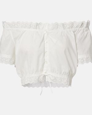Poupette Nala Pointelle Cotton Crop Top - White