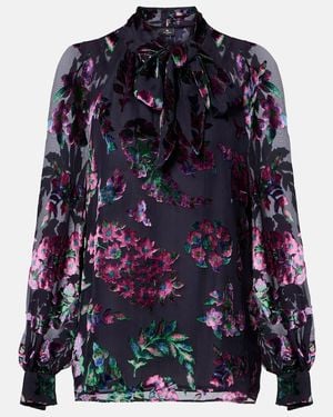 Etro Printed Tie-Neck Blouse - Blue